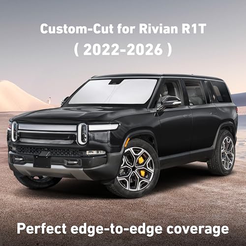 EcoNour Windshield Sunshade Compatible for Rivian R1T 2022-2024 2025 2026, Sun Visor for Front Windshield & Window Sun Shade Cover, UV Heat Blocker & Protector, Car Accessories - size: For Rivian R1T (2022-2026)
