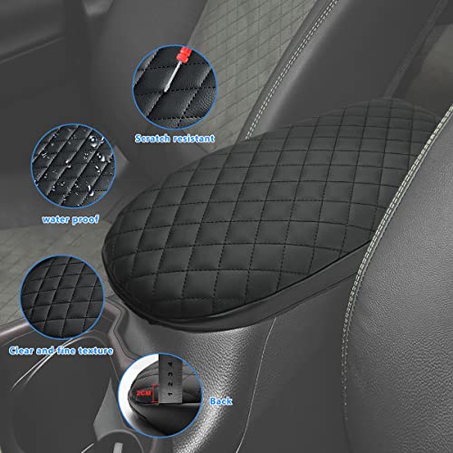 INTGET Center Console Armrest Cover for Toyota RAV4 Accessories 2025 2024 2023 2022 2021 2020 2019 Leather Middle Console Lid Pad Arm Rest Covering Car(Black with Cushion Texture) - color: black with cushion texture