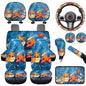 Beach Starfish 12 Pack Car Seat Covers Full Set Steering Wheel Covers Set Handbrake Gear Cover Car Accessories Set for Cars Seat Covers Fit for Truck Vans Suvs - color: Beach Starfish