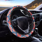 AFPANQZ American Flag Tropical Flowers Print Steering Wheel Cover for Women, Sweat Absorbing Non-Slip Steering Wheel Protection Case Elastic Flexible Universal 14 to 15 inch - color: American Flag Tropical Flowers Print