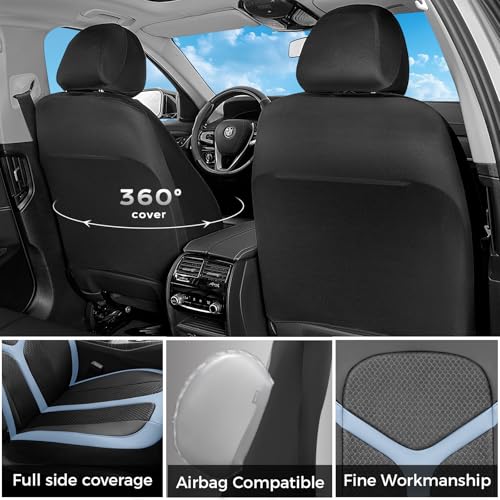 Car Seat Covers Front Seat, Universal Seat Cover 2 Seats, Automotive Seat Covers with Mesh Leather, Waterproof Car Seat Protector, Breathable Car Seat Cushion for Most Car SUV Truck Blue - color: Blue, size: Frontpair