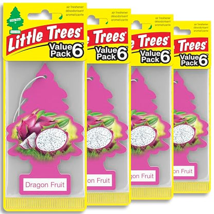 LITTLE TREES Car Air Freshener | Hanging Tree Provides Long Lasting Scent for Auto and Home | 24 Air Fresheners |Dragon Fruit - color: Dragon Fruit, size: 6 Count (Pack of 4)