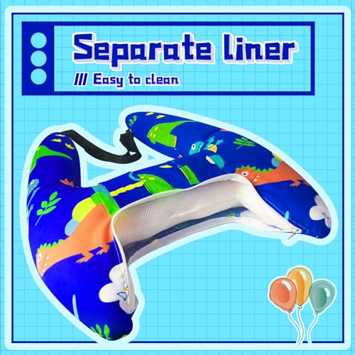 Ivtivfu H-Shape Car Seat Pillow for Kids, Blue Dinosaur | Kids Car Pillows, Child Car Head Support, Travel Neck Rest, Car Seat Pillow for Children - color: Blue Dinosaur