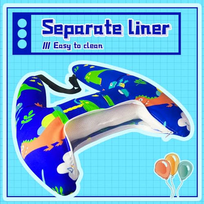 Ivtivfu H-Shape Car Seat Pillow for Kids, Blue Dinosaur | Kids Car Pillows, Child Car Head Support, Travel Neck Rest, Car Seat Pillow for Children - color: Blue Dinosaur
