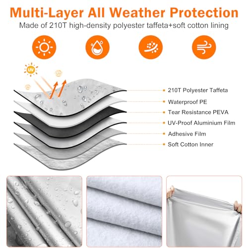 Waterproof 11-12 Hammock Cover, 210T Sun Rain UV Dust Snow Protection Outdoor Covers with Windproof Straps & Soft Cotton Lining for Hammock with 55 inch Spreader Bars -Silver - color: 11ft Hammock Cover-silver