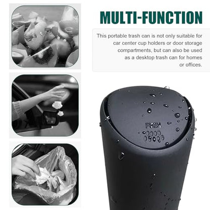Eratus Pack-1 Car Trash Can, 6.2" x 2.5" Silicone Noiseless Environmentally Friendly Waterproof Storage Bin, Odor Isolation Detachable Cleanable Cup Holder Trash Can, Universal for Cars (Black)