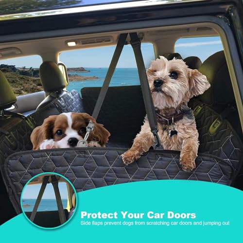 4 in 1 Dog Car Seat Cover for Back Seat, Durable 600D Dog Hammock with Mesh Window & Side Flaps, Pet Car Seat Protector for Cars, SUVs 52"