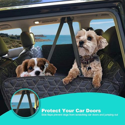 4 in 1 Dog Car Seat Cover for Back Seat, Durable 600D Dog Hammock with Mesh Window & Side Flaps, Pet Car Seat Protector for Cars, SUVs 52"