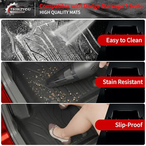 Floor Mats Compatible with 2016-2025 2026 Dodge Durango 7 Seats Cargo Mat Back Seat Cover Protector 2024 Durango Accessories (Fit 7 Seats, 3rd Row Backrest Mats+Trunk Mat+Floor Mats) - style: For Dodge Durango 7-Seater | 2016-2026
