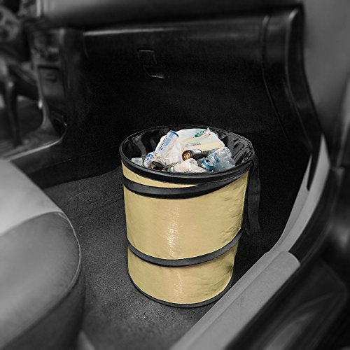 FH Group Automotive Waterproof Portable Collapsible Large Can Garbage Container fits Most Cars,Polyethylene, SUVs, and Trucks Beige Trash - color: Beige, style: Large