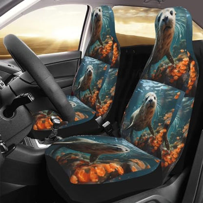 Seat Covers Car Seat Cover Car Seat Protector Waterproof Universal Seal Pup in Water, Black