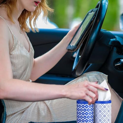 12 Pack Car Tissue Cylinder Holder Bulk with 3 Ply Facial Tissues, Round Napkin Holders for Car Cup Holder Cylinder Travel Paper Tubes Bulk Round Napkin Boxes Packs(Novel Style) - style: Novel Style