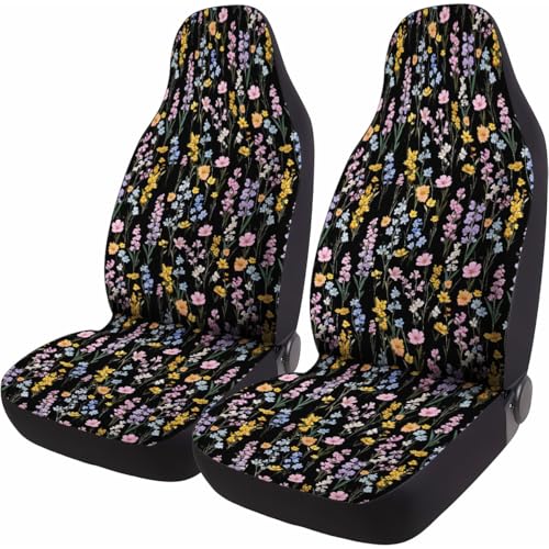 Floral Car Seat Covers Set of 2, Flower Breathable Front Seat Covers for Truck Sedan SUV, Boho Car Accessories, Boho Gift for Women Men - color: Boho Flower