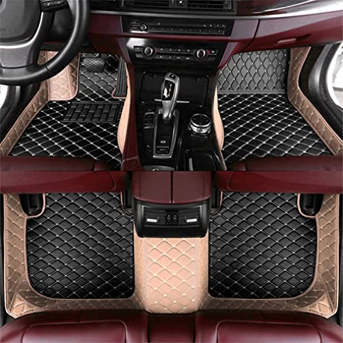 Add Personal Touch to Your Vehicle with IMEISH Customizable Logo Text Car Mats for 99% of vehiclesPads Protection Non-Slip Leather Floor Liners (Beige and Black Beige) - color: Beige and Black Beige