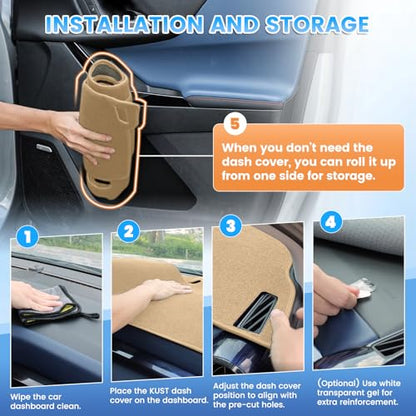 KUST Beige Dash Cover Compatible with 2007-13 Chevy Silverado 1500 2500 3500 LTZ/Avalanche/GMC Sierra SLT Denali, 2007-14 Chevrolet Tahoe/Suburban/GMC Yukon XL (Only Fit One Glove Box Dashboard) - size: Silverado 07-13(Beige)