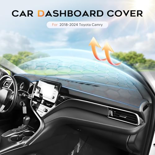 Upgraded Gray Dash Cover for 2018-2024 Toyota Camry Accessories,Dashboard Cover Mat Anti-Glare UV Protection Sunshade Pad Non-Slip - size: 18-24 Camry Dash Cover(Gray)