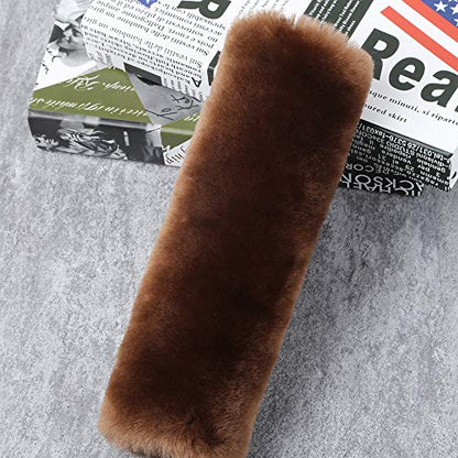 2 Pack Automotive Authentic Sheepskin Car Seat Belt Pads, Soft Shoulder Pad, Neck Cushion Protector, Genuine Natural Merino Wool (Saddle Brown) - color: Saddle Brown, size: Shearling Wool