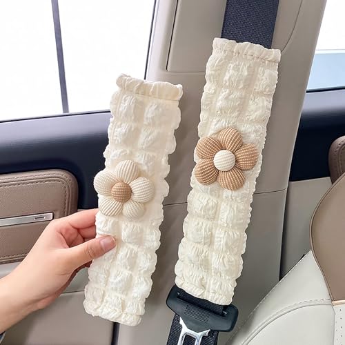 Car Seat Belt Cover Pad, 2 Pack Flower Car Accessorie Seatbelt Covers Cushion Neck Shoulder Strap Protector Universal Seat Belt Cover for Adults and Kids (Texture Flower) - color: Texture flower
