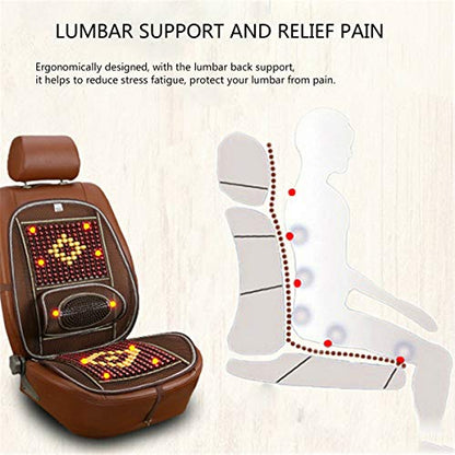 Wood Beaded Comfort Seat Cover with Cooling Ventilated Mesh Lumbar Back Brace Massage Support Cushion for Car Seat Chair - color: Coffee