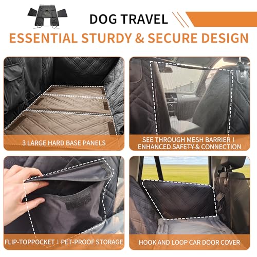 Hard Bottom Dog Back Seat Extender & Seat Cover Bundle - Includes Detachable Dog Travel Bed, 2-in-1 Backseat Cover for Dogs, Waterproof Non-Slip Heavy Duty, Fits Cars, Small Trucks & SUVs