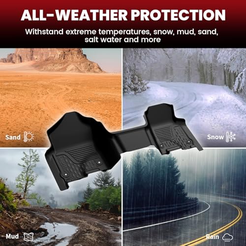 LASFIT Floor Mats for Ram 1500 Crew Cab 2019-2024 Bench Seat (NOT for Bucket/Classic Model/Quad Cab) with Rear Under-Seat Storage 4 Full Size Doors, All Weather TPE Custom Fit 1st & 2nd Row, Black - style: 1) 1500 | 2019-2024 |Crew Cab with Storage Bench