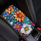 Bright Blossom Print Arm Rest Cover for Car,Auto Center Console Cover for Women,Soft and Non-Slip Car Armrest Cover Pad - color: Bright Blossom