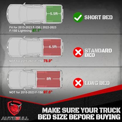 Truck Bed Mat Bed Liner (5.5ft,67.1in) Fit for Ford F-150 2015-2023| F150 Lightning 2022-2023, Not Fit Drop-in Liner - style: 4)2015-2025 |Ford F-150 Bed Mat (5.5FT, 67.1" Bed)