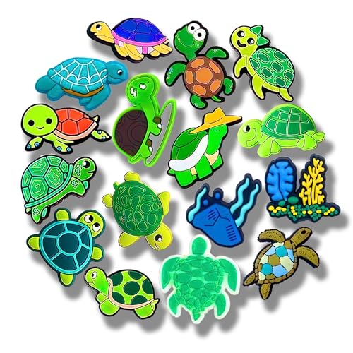Shoe Charms Set for Clog Sandals, Cute PVC Decorative Accessories for Backpacks & Shoes, Aesthetic Fashion Charms for Teens & Adults (Not a Toy, 14+) - color: 16PCS Turtle