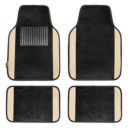 FH Group Automotive Floor Mats – Universal Fit Premium Carpet Car Mats with Driver Heel Pad, Full Set for Cars, SUVs & Trucks - Beige - color: Beige