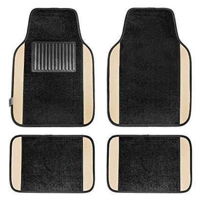 FH Group Automotive Floor Mats – Universal Fit Premium Carpet Car Mats with Driver Heel Pad, Full Set for Cars, SUVs & Trucks - Beige - color: Beige