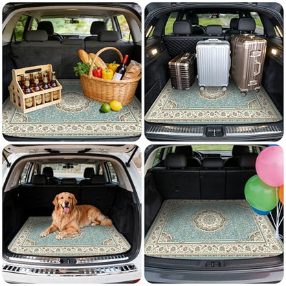 Car Trunk Mat - Universal Size 29" x 39", Bohemian Style Cargo Liner, Car Accessory for SUVs/Sedan/Wagons, Durable Protective Mat, Trunk Liner for Families/Travel Enthusiasts - style: Bohemian style-2