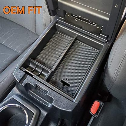Center Console Accessory Organizer Compatible with Toyota Tacoma 2016 2017 2018 2019 2020 2021 2022 2023, ABS Material Box Insert Tray (Black trim)