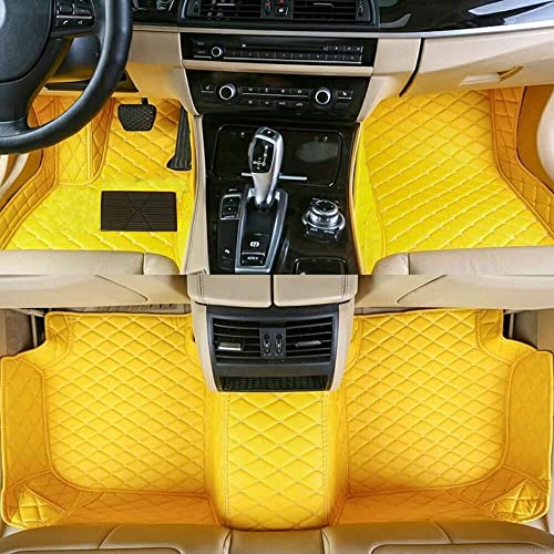 Custom All-Weather Protection Luxury Leather Floor Mats for Cars SUVs Trucks According Anti-Slip Leather Floor mats ﻿ (18,Yellow) - color: 18,Yellow