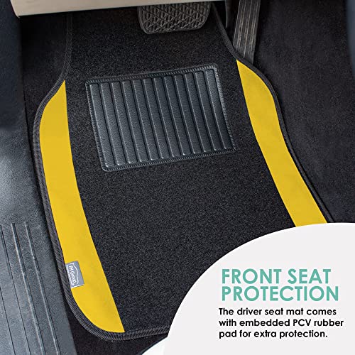 FH Group Universal Fit Premium Carpet Automotive Floor Mats Fits Most Cars, SUVs, and Trucks with Driver Heel Pad, Full Set Yellow - color: Yellow