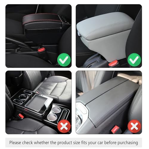 IHOTDER Stylish Car Center Console Cover,PU Leather Car Armrest Cover Prevent Scratches on Center Console,Universal Car Armrest Cushion Car Accessories Interior for Car SUV Truck (Black) - color: Black