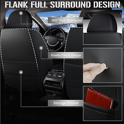 Custom Fit Faux Leather Seat Covers for Nissan Frontier 2007-2026 Full Set 5 Seats, Airbag Compatible, Black & Gray - color: #050 Black & Gray, size: 5 Seats