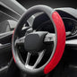LKWLIKEI Nappa Leather Steering Wheel Cover, Elegant Diamond Checkered Design, Non-Slip wear-Resistant, Enhance Driving Comfort, Suitable for Steering Wheel Diameter 14 1/2‘-15’ Models .Black Red - color: Black Red