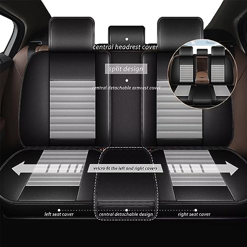 Faux Leather Custom Fit Seat Covers Compatible with Nissan Frontier 2007-2026 Full Set 5 Seats, Airbag Compatible, Black & Dark Gray - color: Gray & White, size: 5 Seats