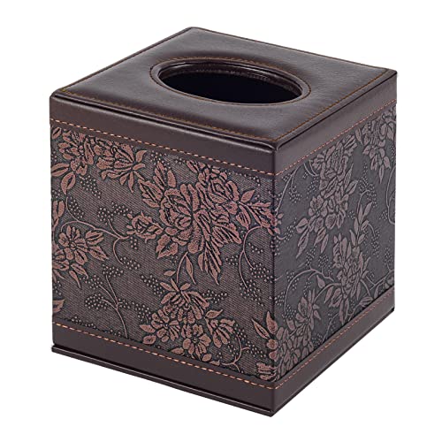 Tissue Box Cover Square,Modern Leather Tissue Box Holder for Napkin Facial Paper Organizer Bottom with Magnet Reinforcement for Home/Hotel/Restaurant/Office/car/Living Room(Retro) - color: Square Tissue Box-retro