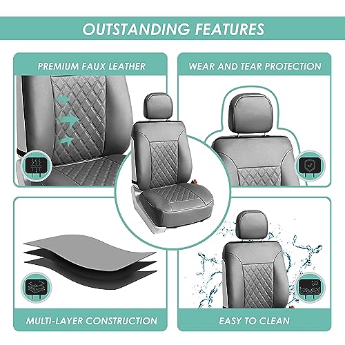 FH Group Deluxe Faux Leather Diamond Pattern Front Set Car Seat Cushions (Solid Gray) with Gift - Universal Fit for Cars, Trucks, & SUVs - color: Gray
