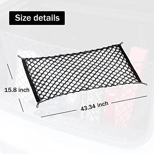 Amiss Cargo Net Stretchable. Adjustable Elastic Trunk Storage Net with Hook for SUVs, Cars and Trucks, Car Exterior Accessories (43.3x15.8 Inch) - size: 43.3x15.8 Inch