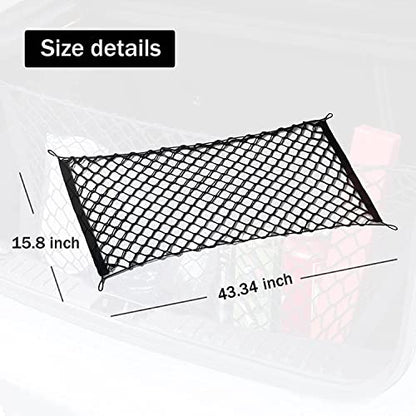 Amiss Cargo Net Stretchable. Adjustable Elastic Trunk Storage Net with Hook for SUVs, Cars and Trucks, Car Exterior Accessories (43.3x15.8 Inch) - size: 43.3x15.8 Inch