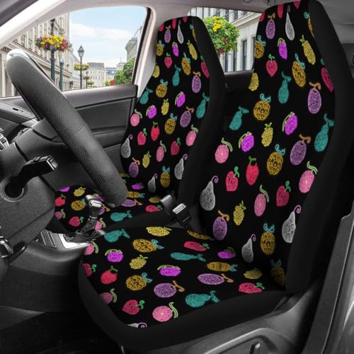 Power Fruit Car Seat Covers Set of 2, Breathable Front Seat Covers for Truck Sedan SUV, Anime Car Accessories, Anime Gift for Women Men - color: Anime Power Fruit