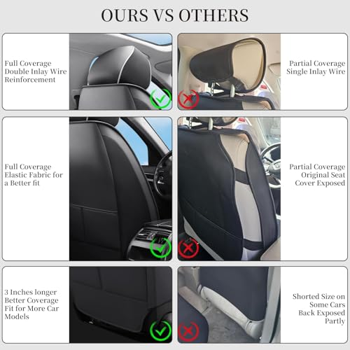Car Seat Covers Fit for Nissan Sentra 2000-2025 Full Coverage Breathable Nappa Leather Anti Slip Durable Easy to Clean Seat Covers(Blackwhite Full Set)