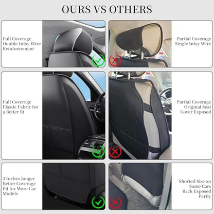 Car Seat Covers Fit for Nissan Sentra 2000-2025 Full Coverage Breathable Nappa Leather Anti Slip Durable Easy to Clean Seat Covers(Blackwhite Full Set)