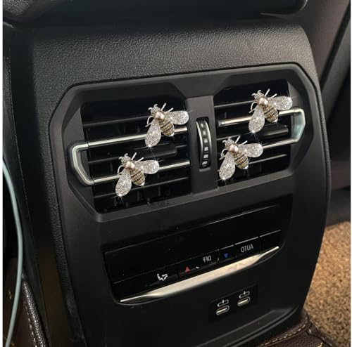 4 Pcs Bling Bee Air Vent Clips,Crystal Bee Car Air Fresheners Vent Clips Car Diffuser Vent Clip Rhinestone Diamond Bee Car Decoration Car Interior Decor Bling Car Accessories,Interior Accessories