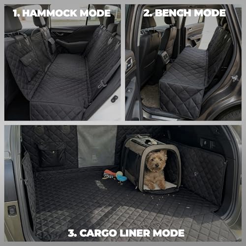 Pryze Dog Car Seat Cover for Back Seat with Mesh Window & Side Flaps | 100% Waterproof Dog Hammock for Cars Trucks & SUVs | 600D Heavy Duty Scratch Proof Nonslip | Easy Install & Machine Washable