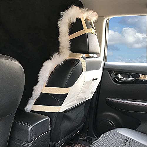 Maples 1 PC Fuzzy Faux Sheepskin Wool Fur Car Seat Cover for Auto SUV Trucks Universal Fit, Soft Plush Synthetic Wool Buck Fur Fluffy Car Seat Cushions(Beige) - color: Beige