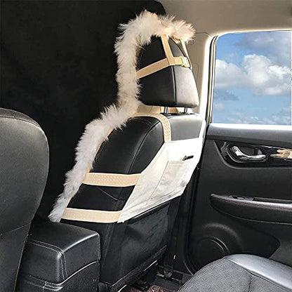 1Pc Faux Sheepskin Wool Fur Car Seat Cover for Cars SUV Trucks Universal Fit, Soft Plush Synthetic Wool Buck Fur Car Seat Cushions by FLMaples(Black) - color: Black