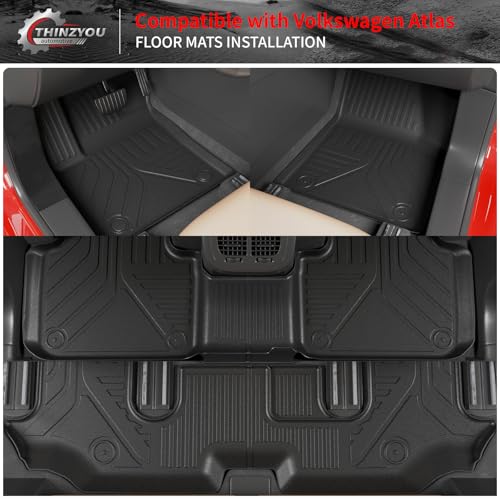 Floor Mats Compatible with 2018-2025 2026 Volkswagen Atlas (NOT for Cross Sport) Cargo Mat Cargo Liner Back Seat Cover 2024 VW Atlas Accessories (Trunk Mat with Backrest Mat+Floor Mats) - style: For Volkswagen Atlas | 2018-2026